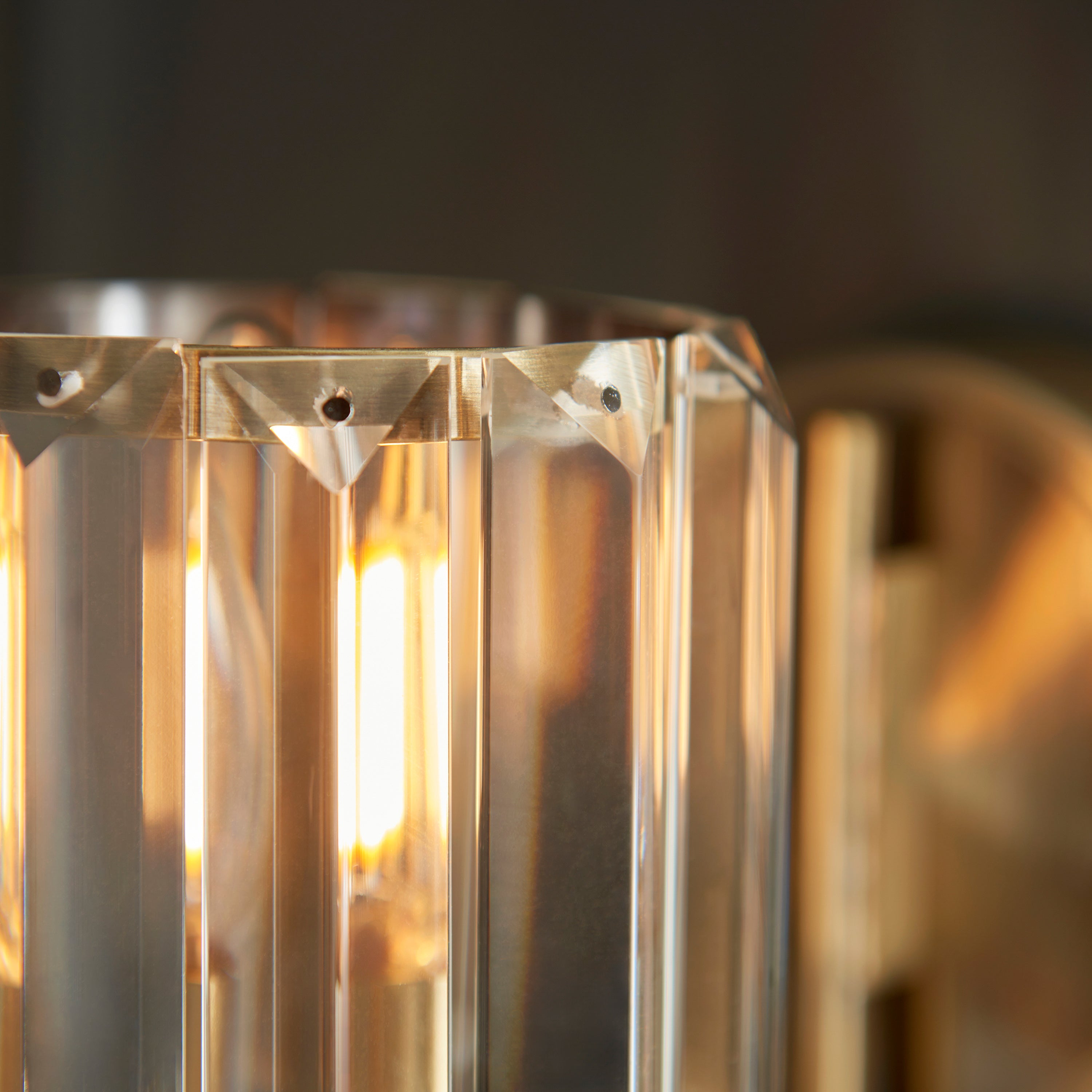 Denton Antique Brass & Faceted Glass Wall Light